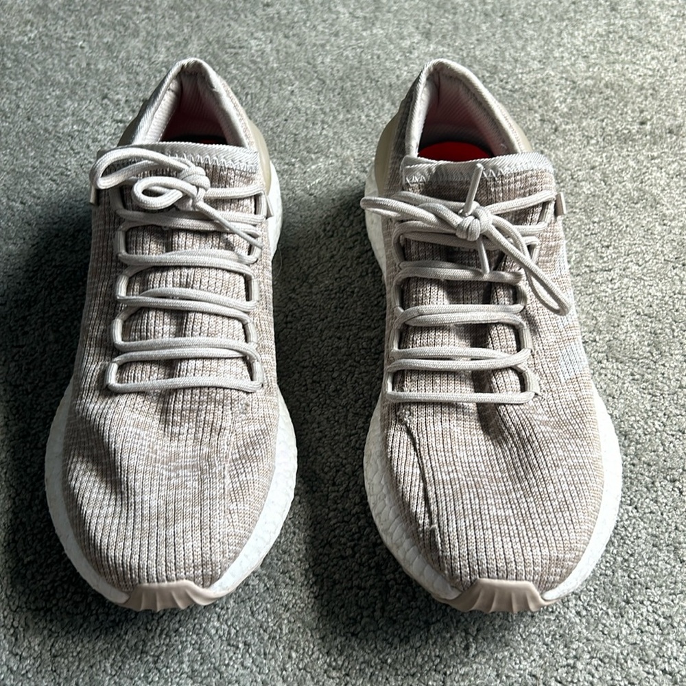 Barely worn tan adidas athletic shoes